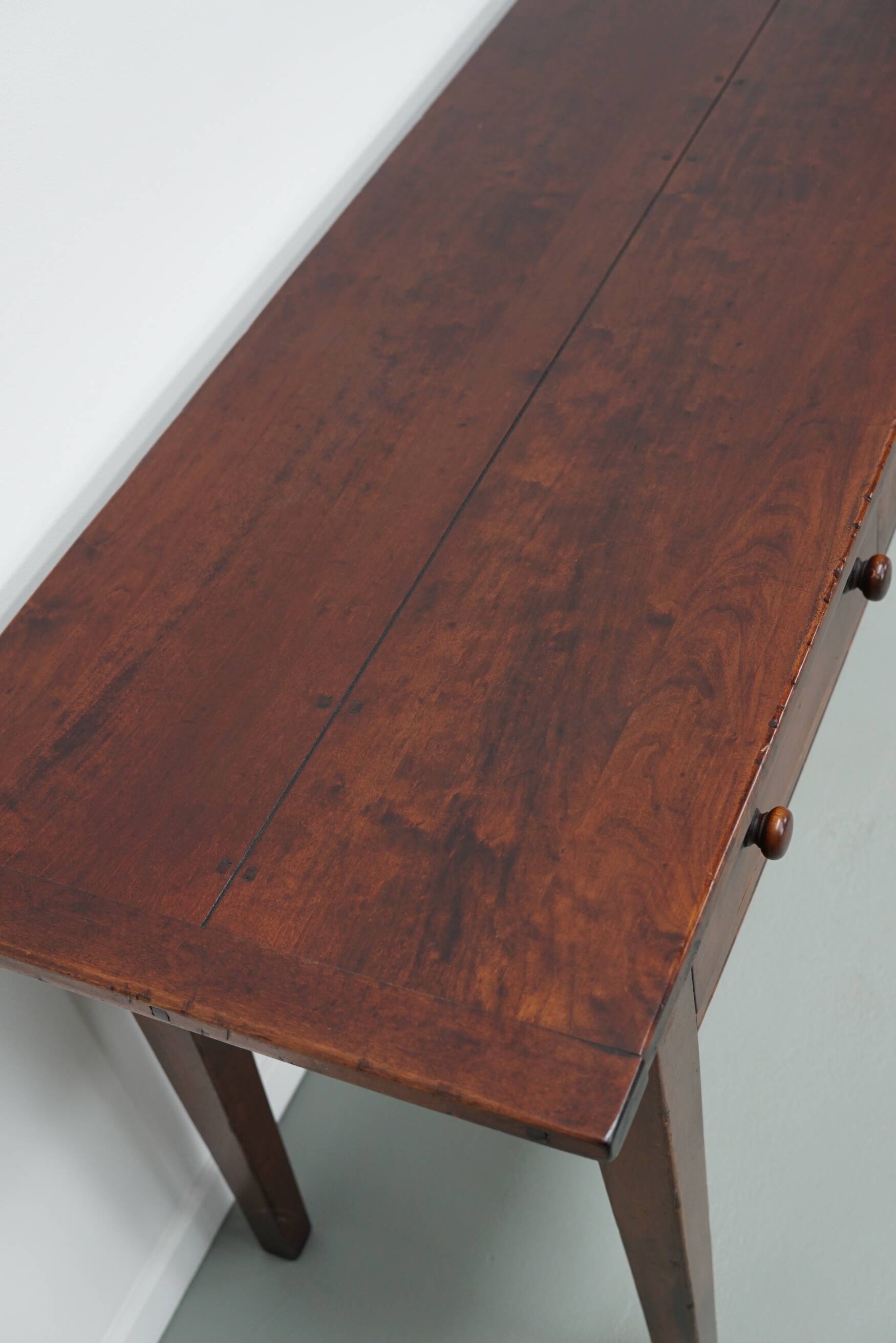 Vintage English Rustic Farmhouse Beech Side Table, 1950s