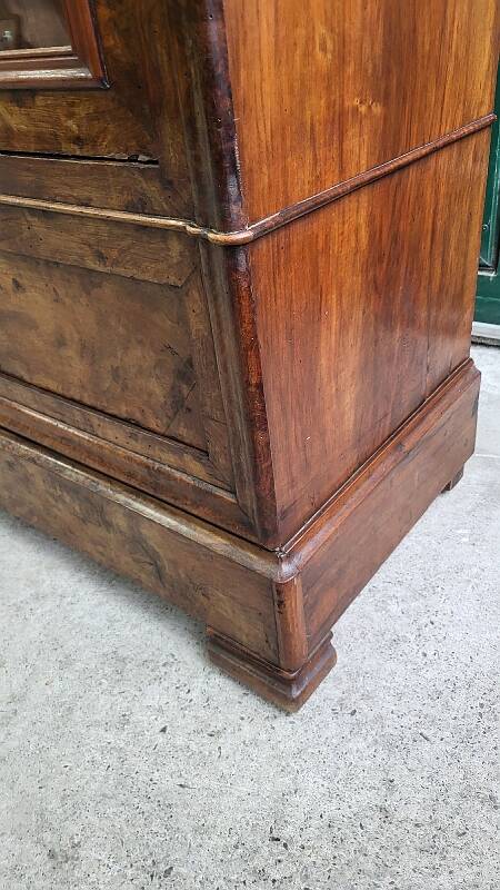 19th Century Walnut Library Display Cabinet with 1 Door