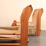 Two 1970s Italian vintage design armchairs, brutalist style