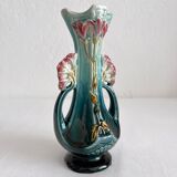 Vase soliflore en barbotine art nouveau fin XIXe