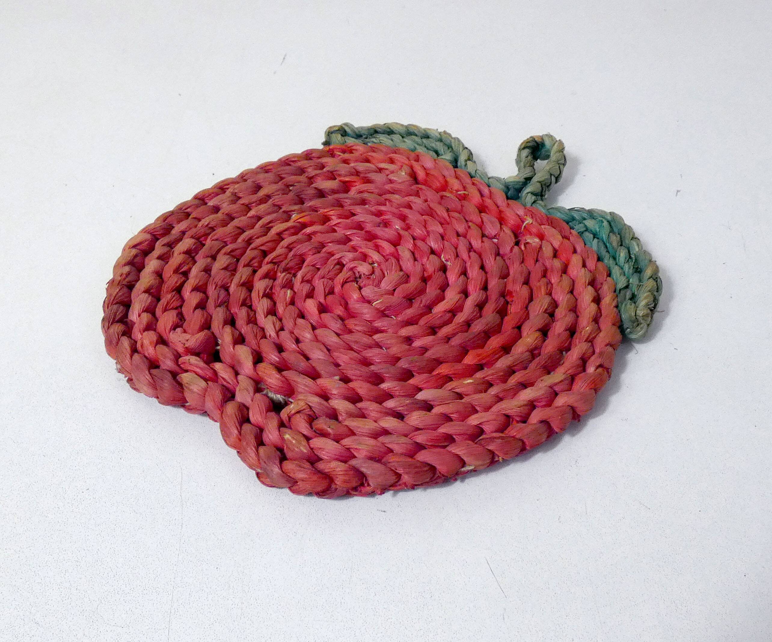 Vintage Rattan Apple Trivet
