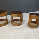 Set of mid century octogonal wooden Italian nesting tables, 1960s