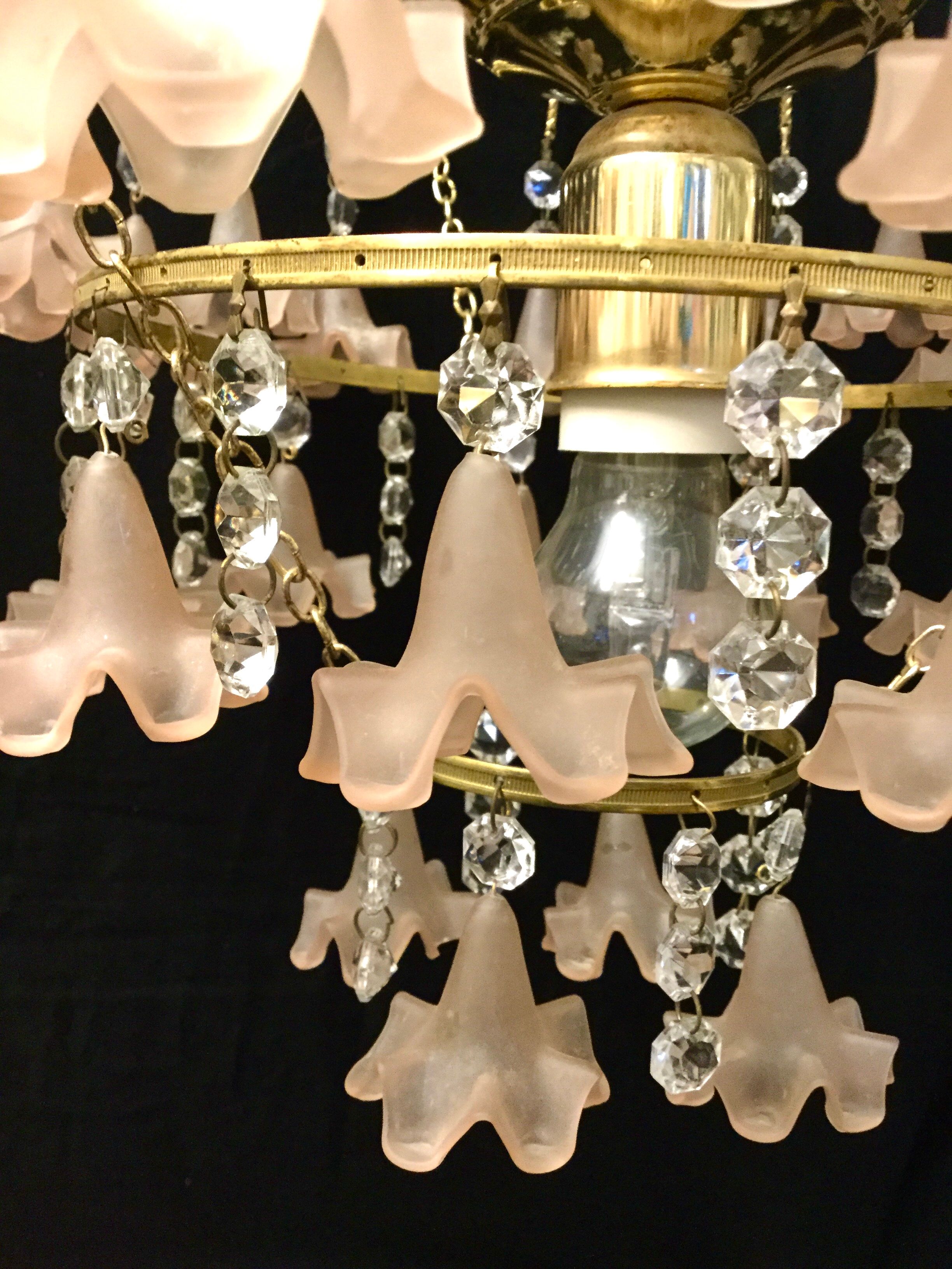 Pink stamps chandelier, 1970s