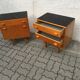 Pair 2pcs Vintage NOVY DOMOV Frantisek Mezulanik Side Table Bedside Drawer Glass 60s.