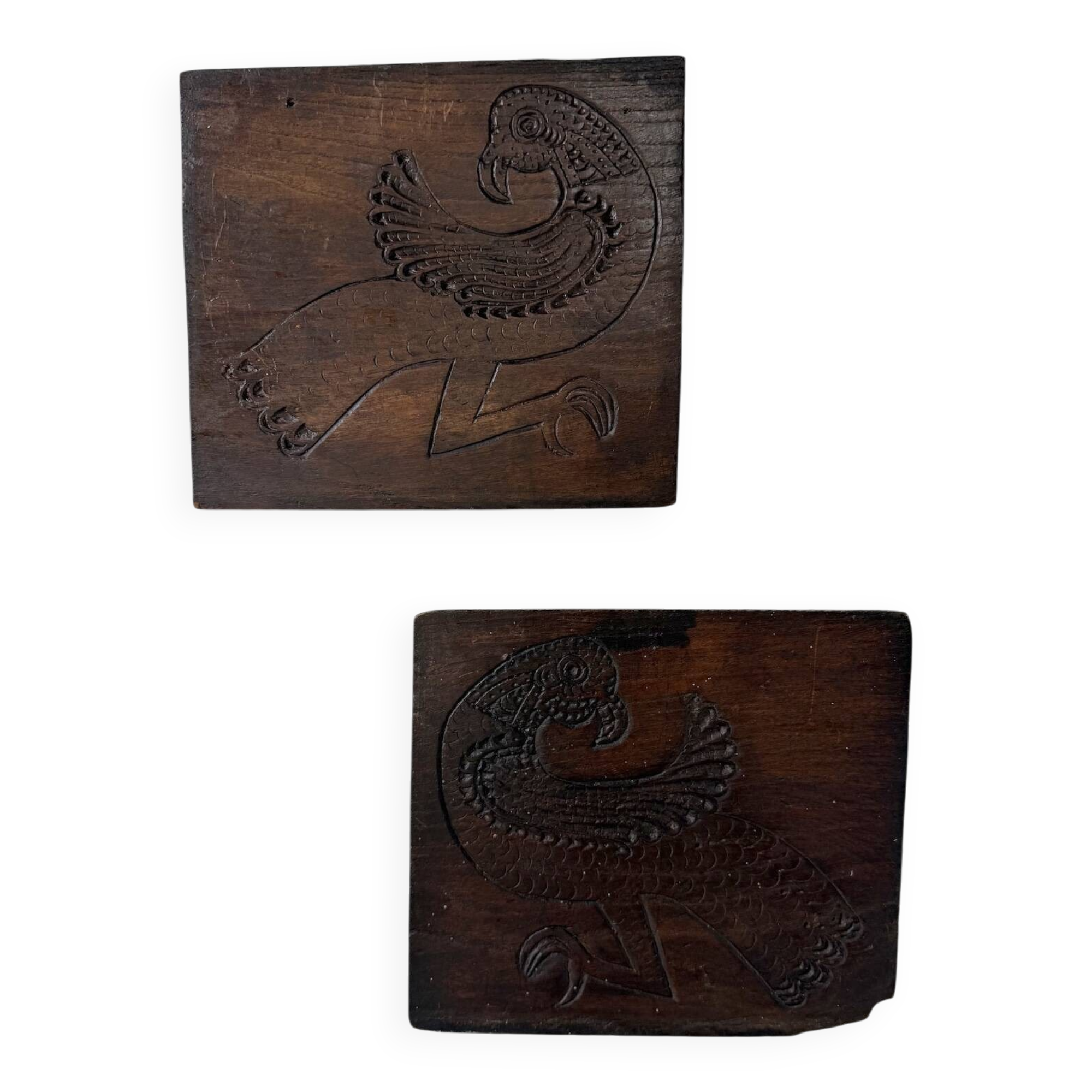 Sculpture gravée sur bois ancien 1900