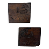 Sculpture gravée sur bois ancien 1900