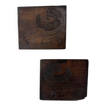 Sculpture gravée sur bois ancien 1900