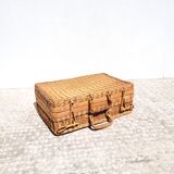 Vintage wicker case suitcase rattan