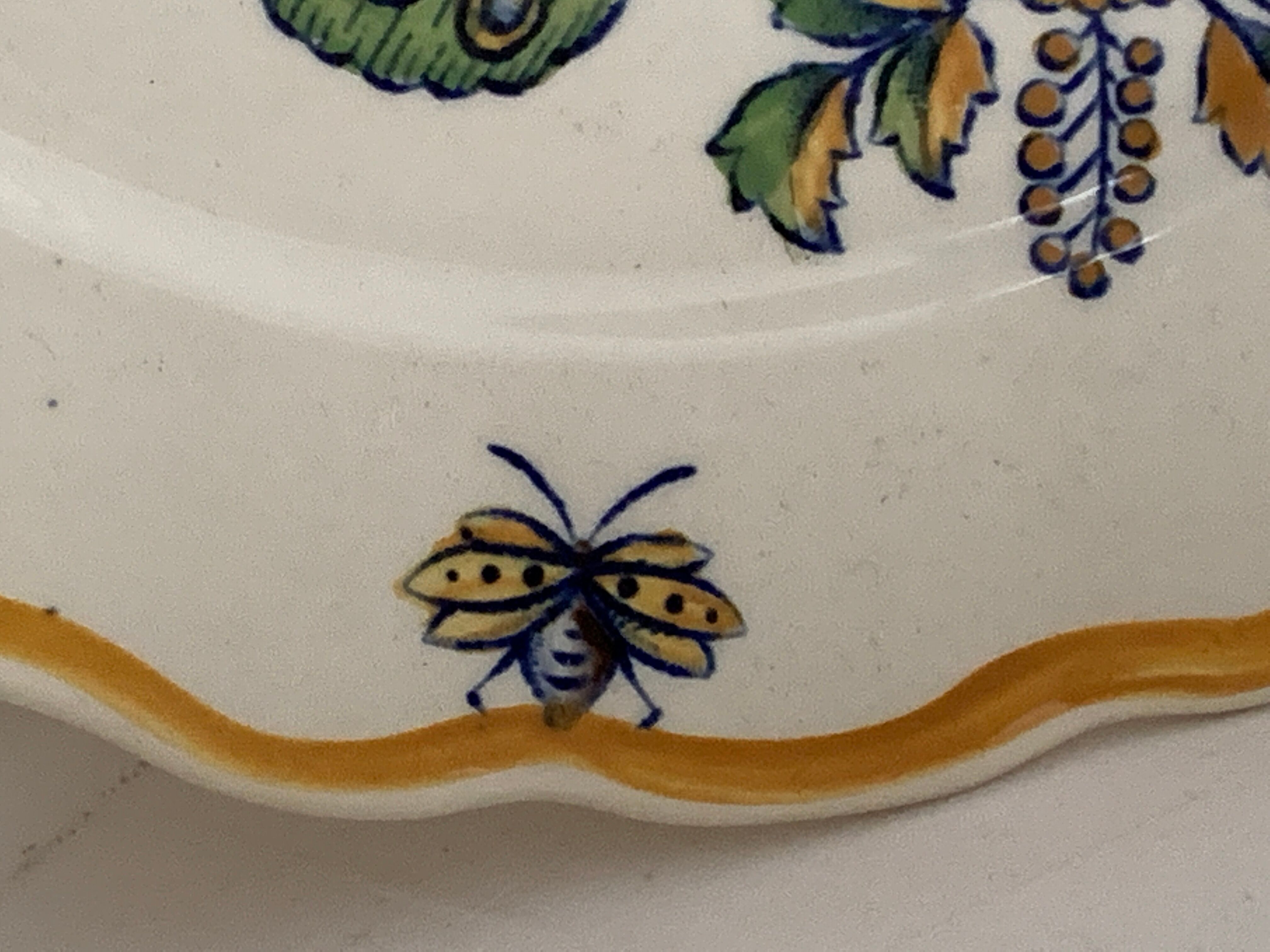 12 art nouveau flat plates from Boch La Louvière, peacock model