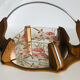 Vintage painted glass tray, wood and mirror
