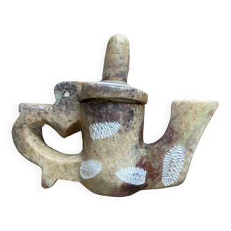 Mini decorative Indian teapot with leaf pattern