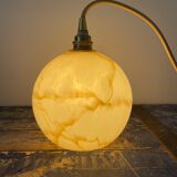 Art Deco walking lamp in marbled beige opaline