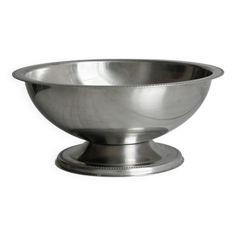 Shiny silver metal salad bowl