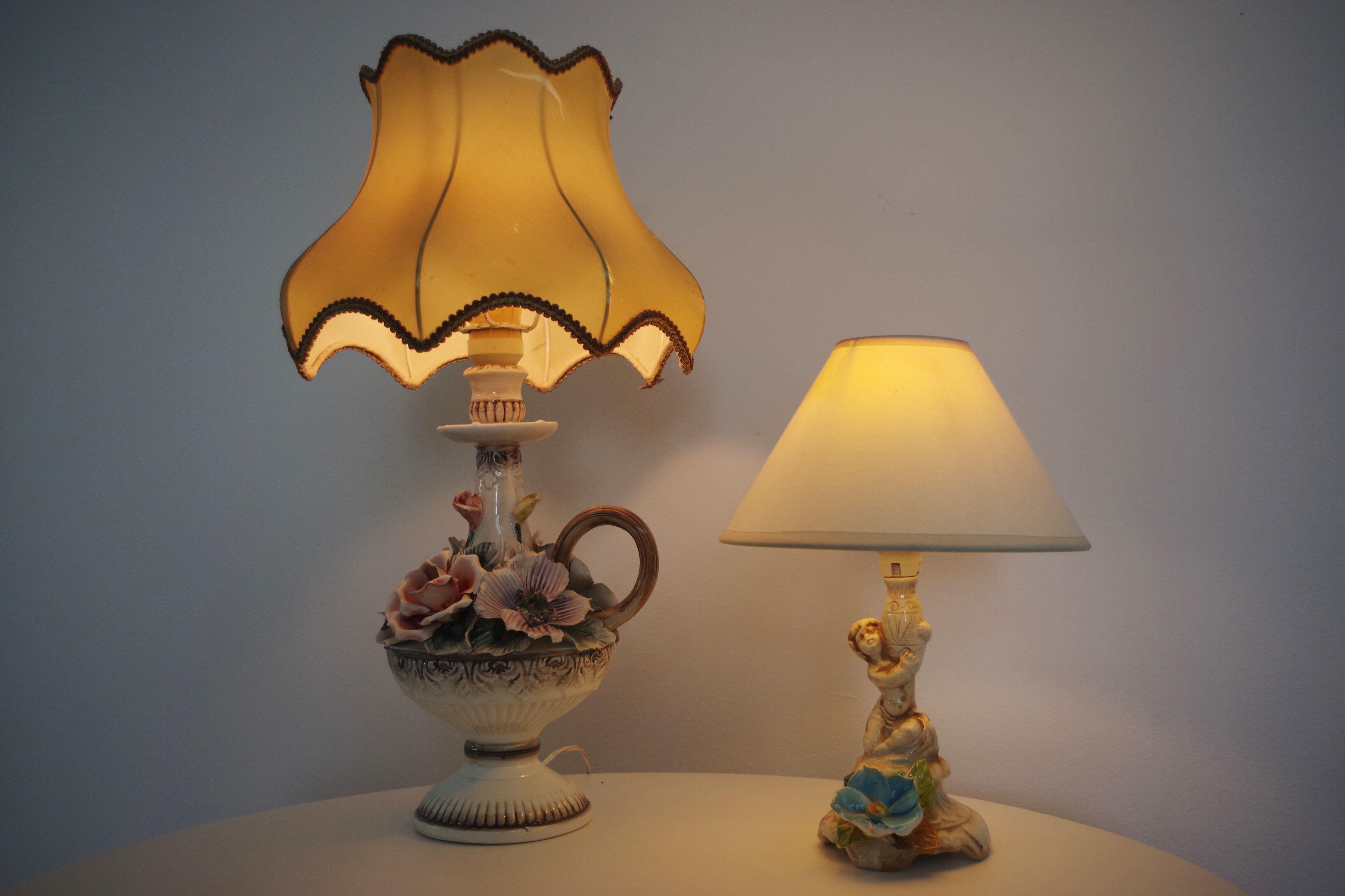 Desk Lamps with Lampshades Day, 1950s, Set of 2