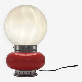 Lampe de table rouge en verre de Murano Mazzega, années 60