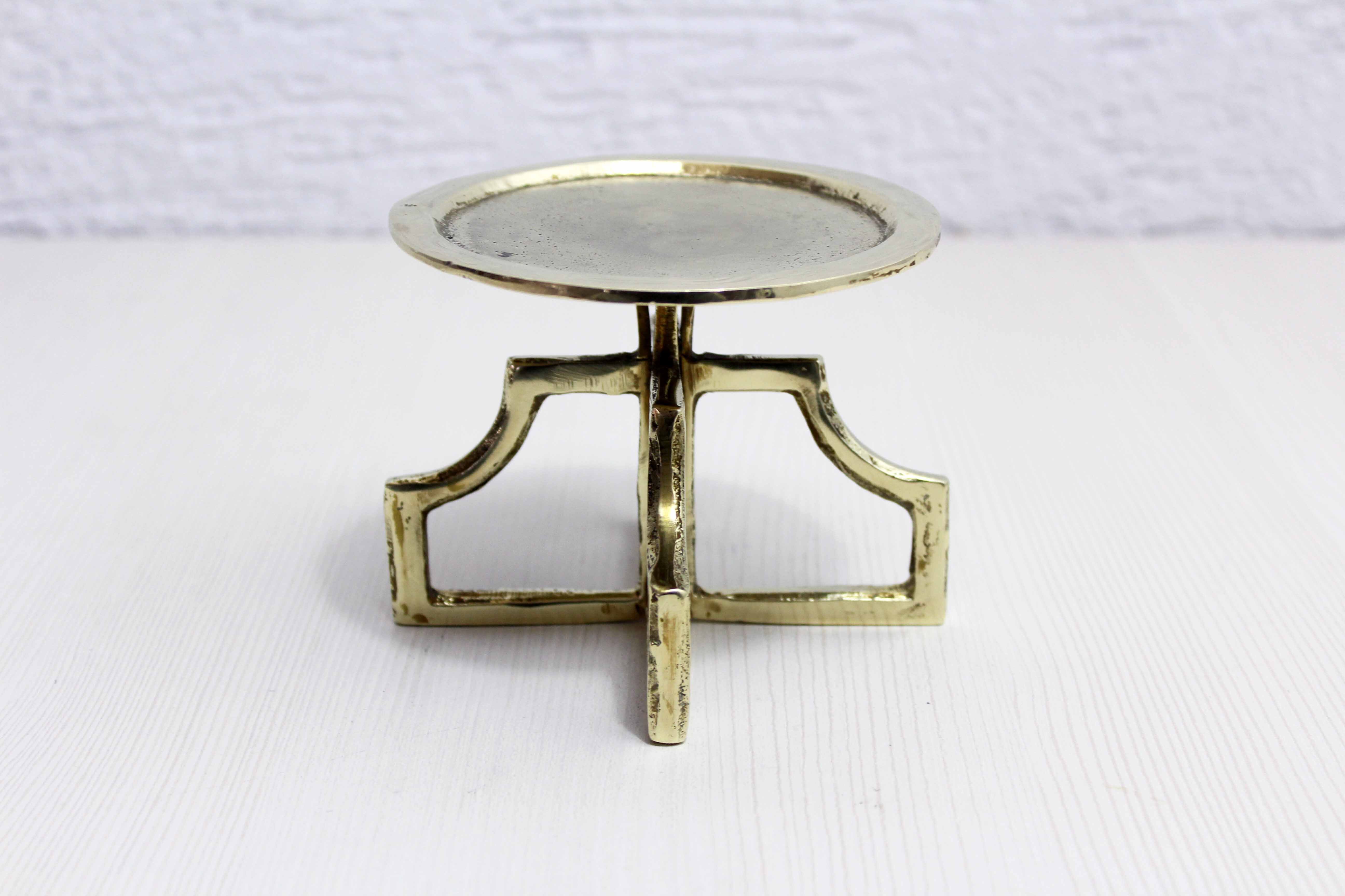 Brutalist brass candle holder