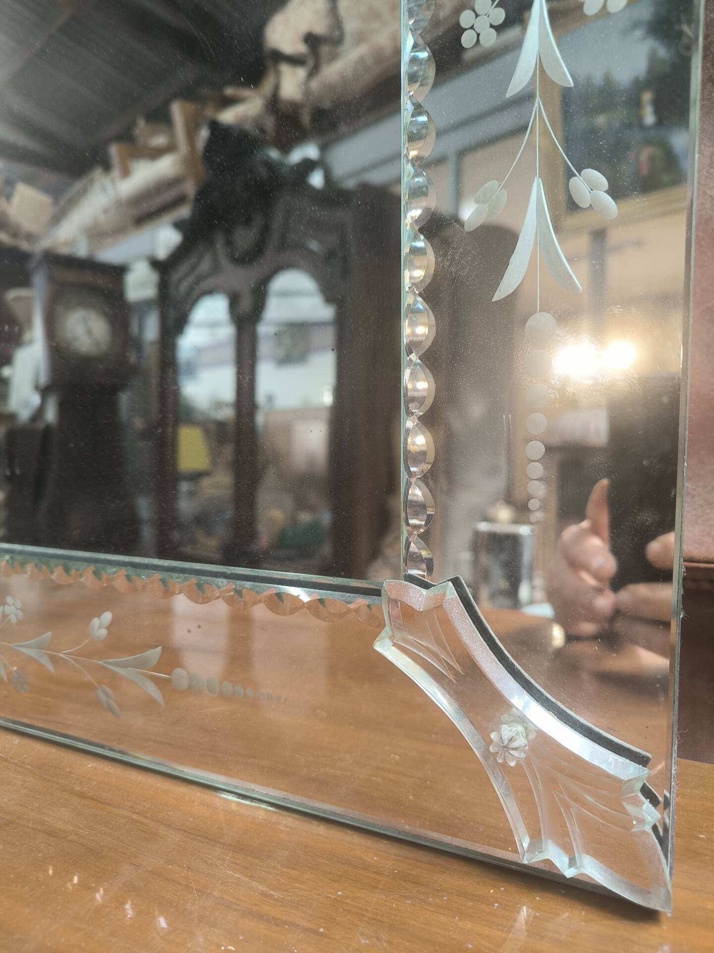 Square Venetian mirror from around 1940.