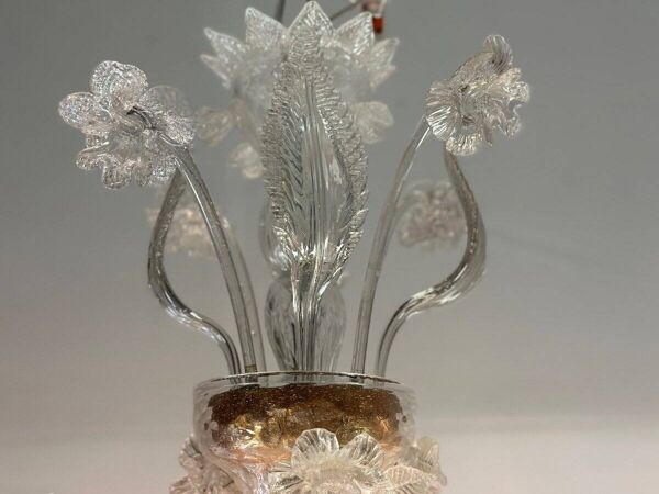Lustre en verre de murano incolore 8 bras de lumière vers 1890
