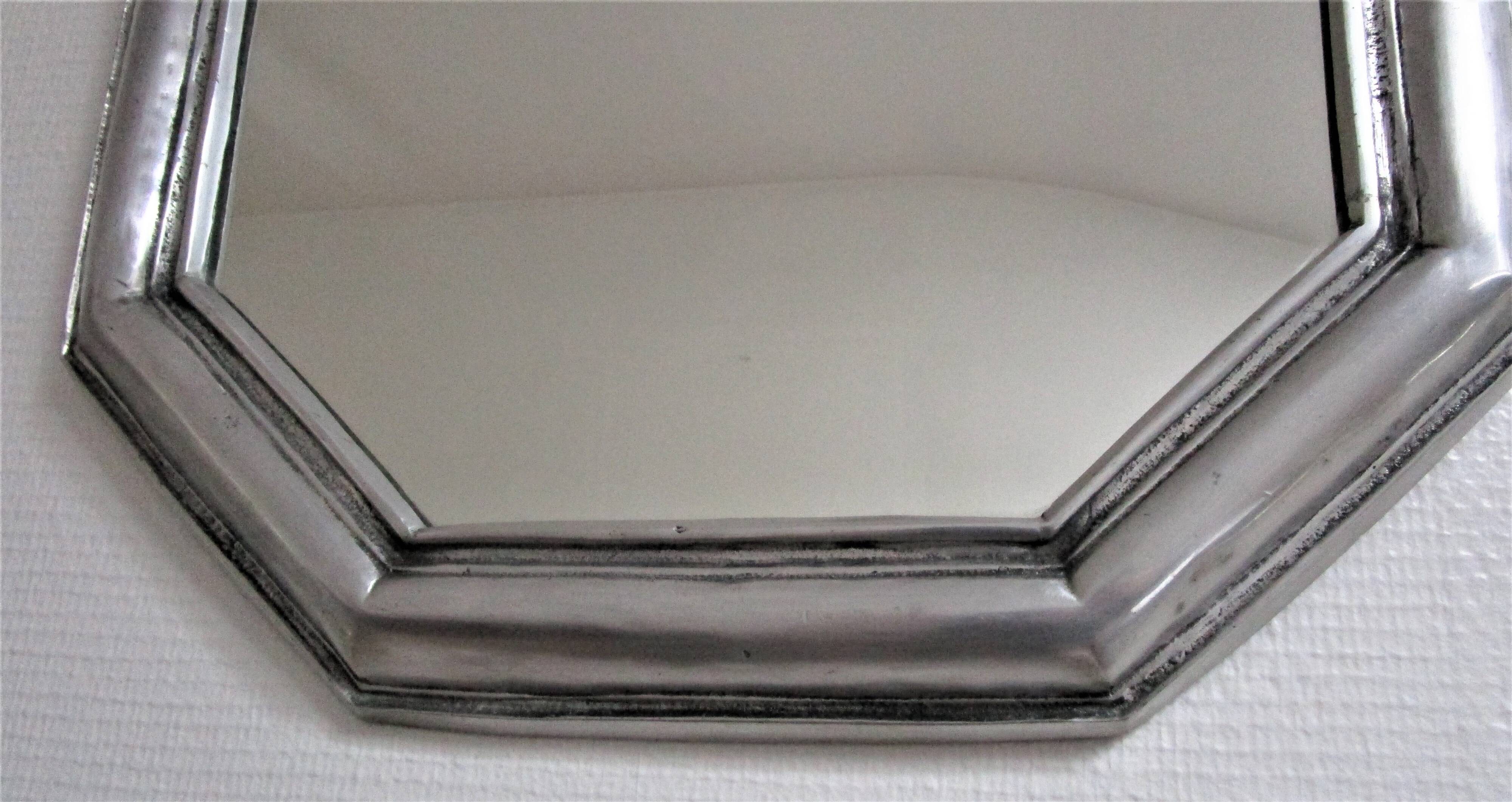 Octagonal metal mirror 70s design 48cmx55cm