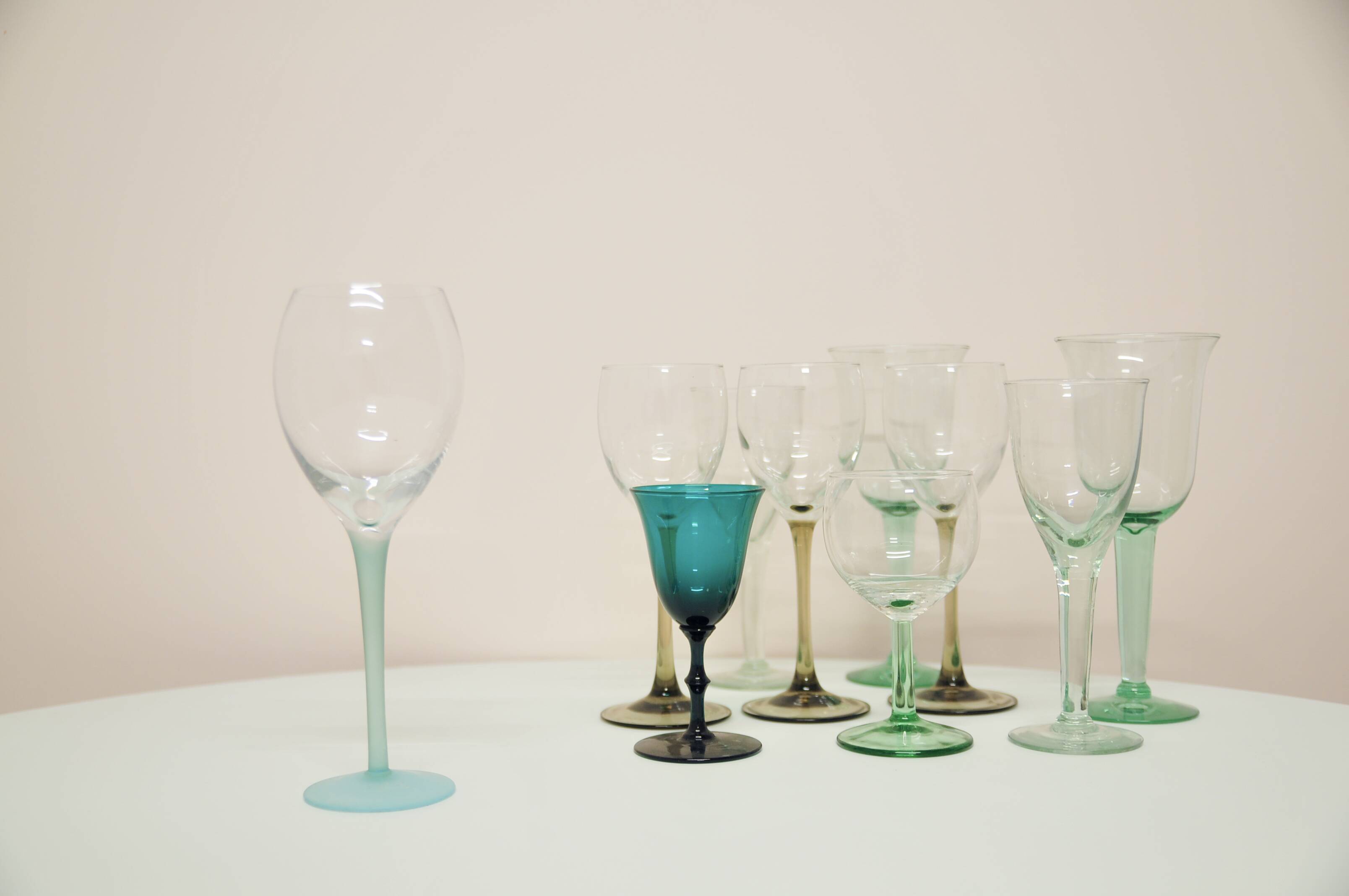 vintage varied set of green glasses