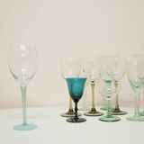 vintage varied set of green glasses