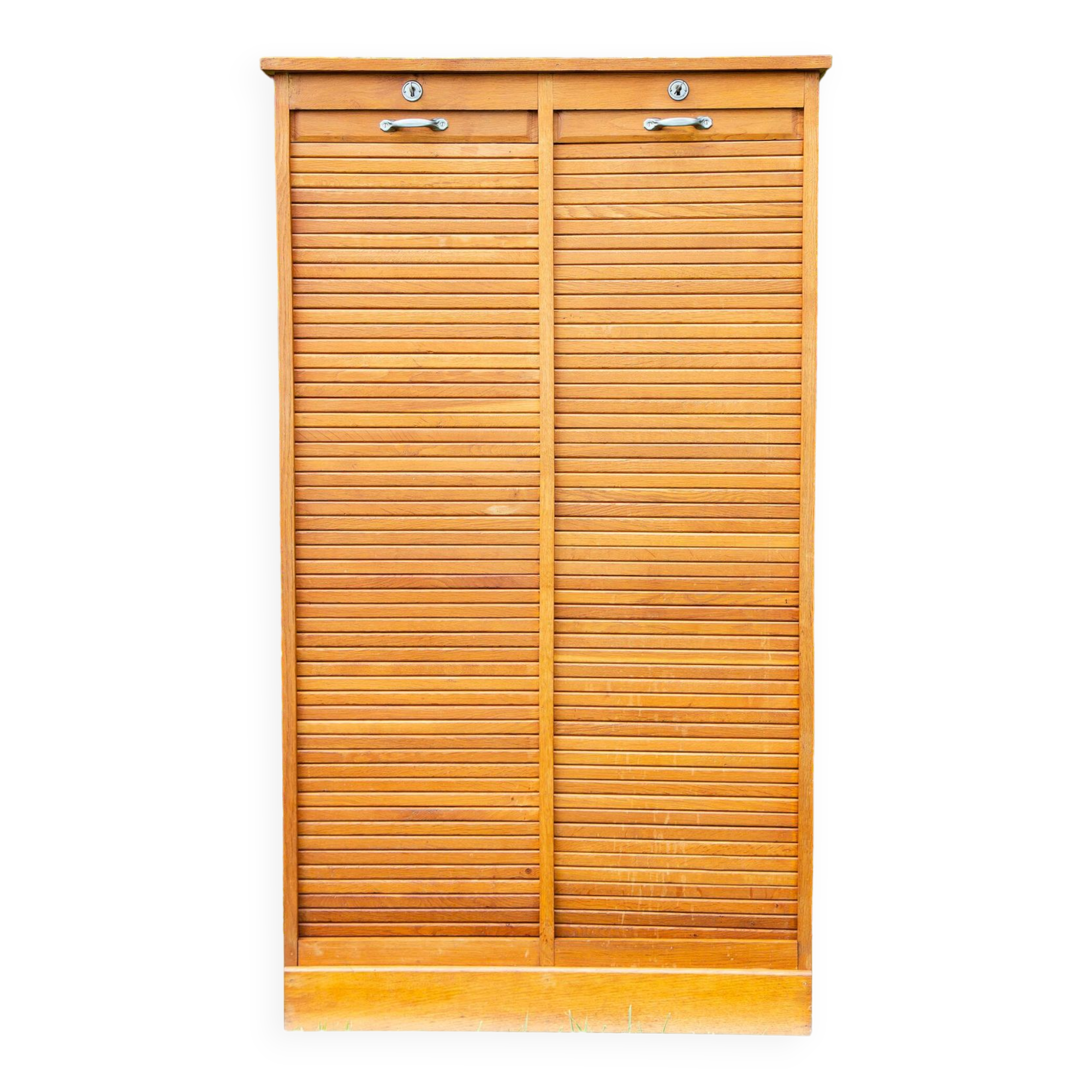 Double curtain file cabinet, 1950s, light oak