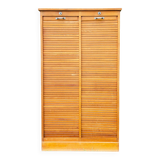 Double curtain file cabinet, 1950s, light oak