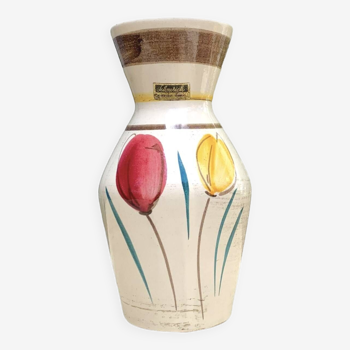 Vase Scheurich West Germany vintage - 523 18 - décor tulipes