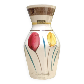 Vase Scheurich West Germany vintage - 523 18 - décor tulipes