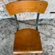 Vintage mullca style metal green chair + wooden seat and backrest