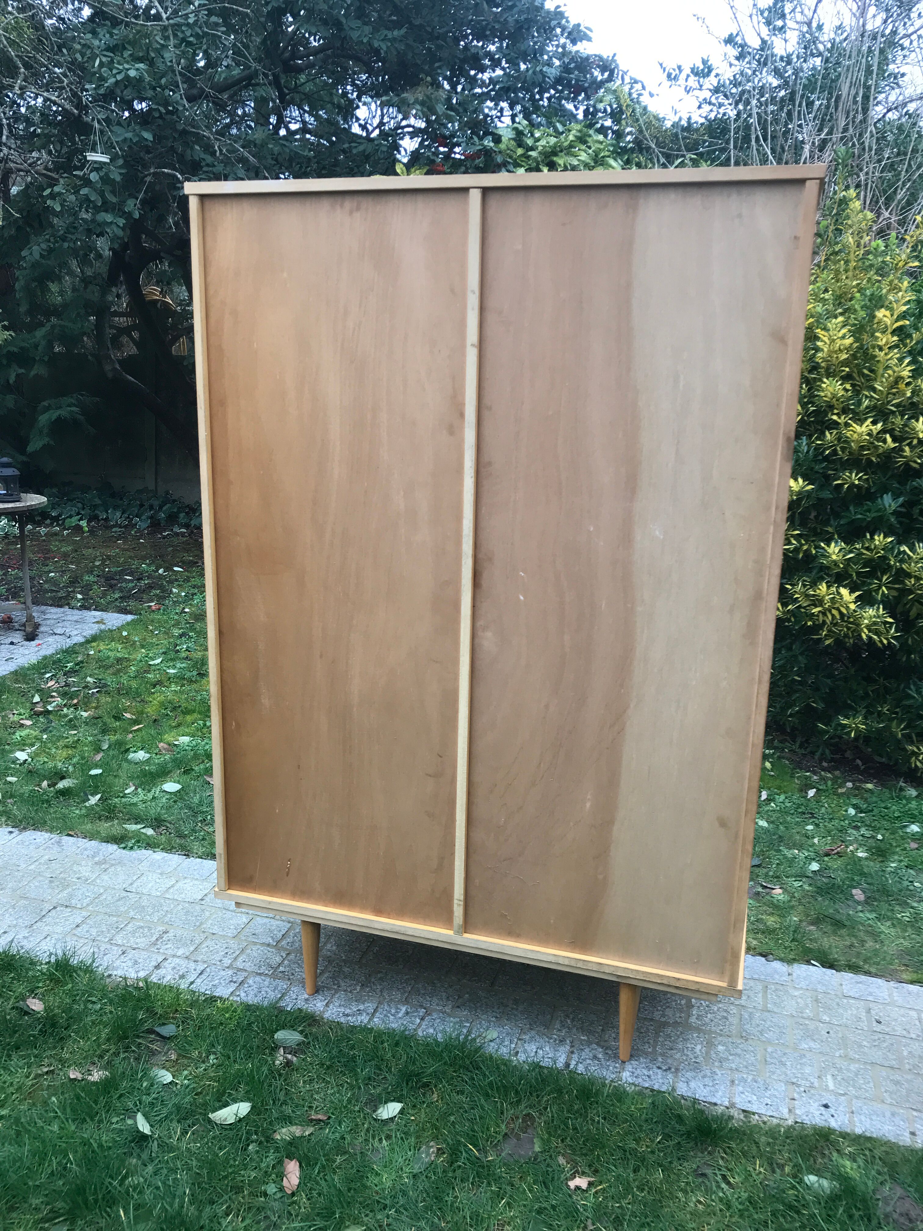 Wooden cabinet and vintage rattan 1950