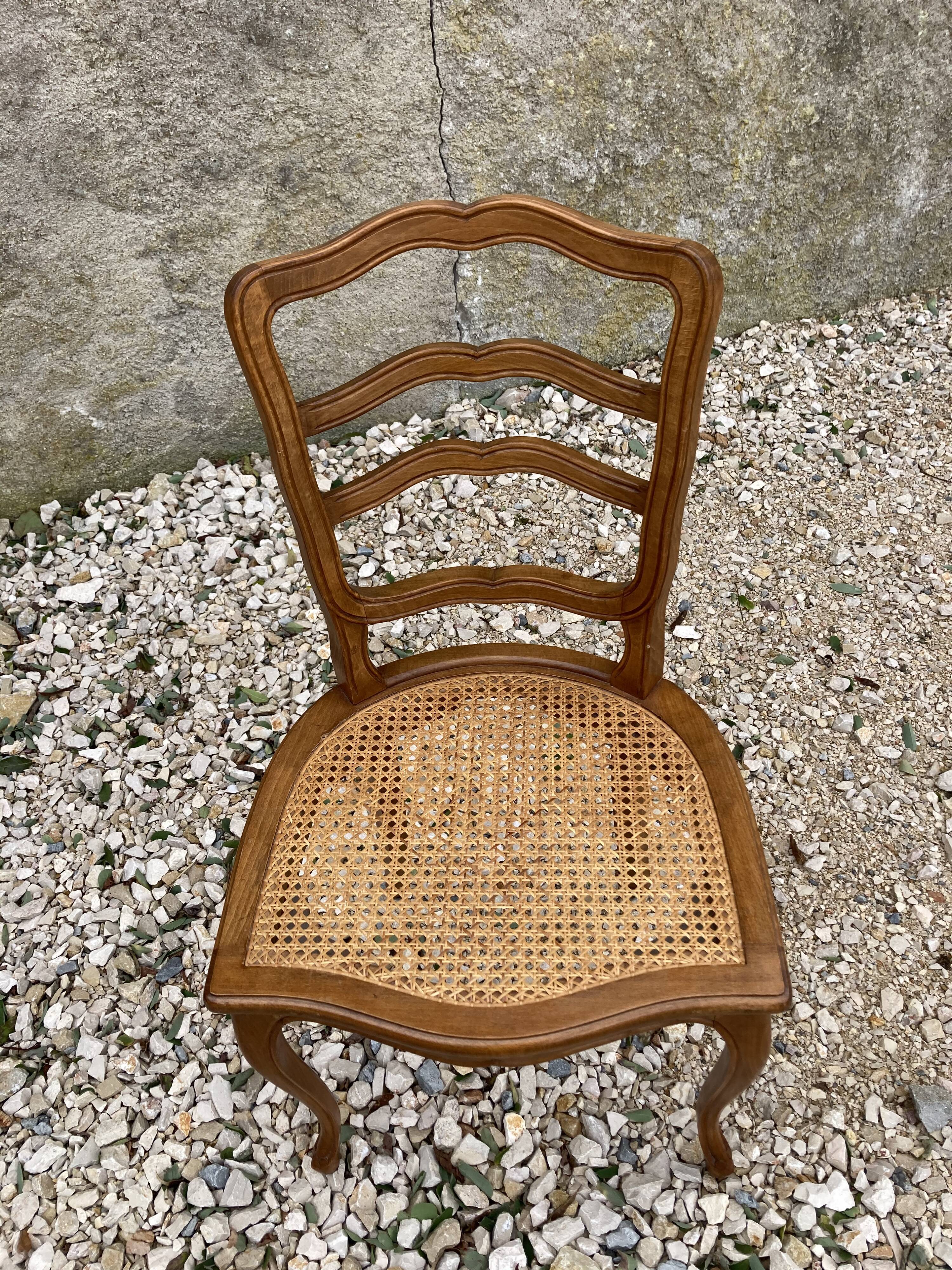 Series of 6 Louis XV chairs in cannage