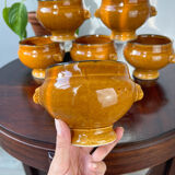 6 Onion tablespoons in ochre glazed stoneware