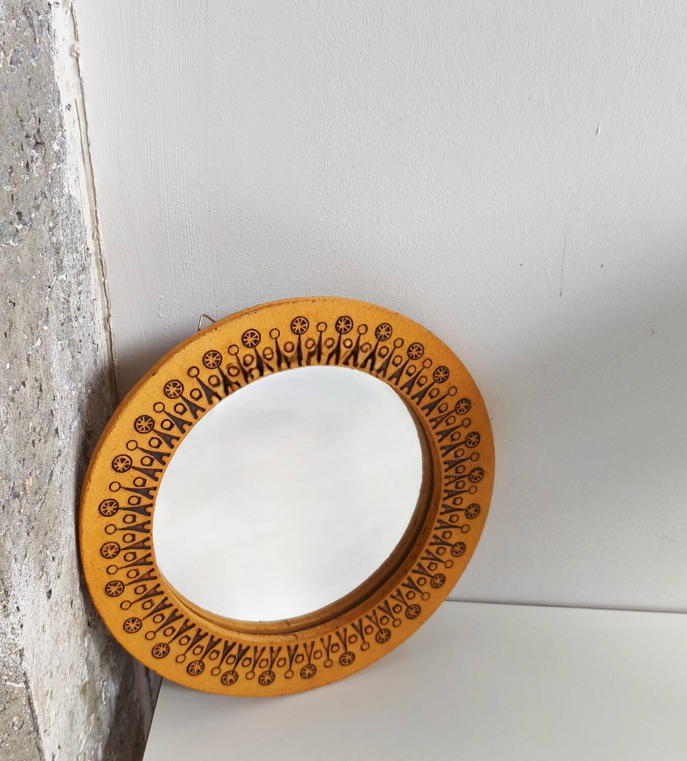 Vintage ceramic round mirror
