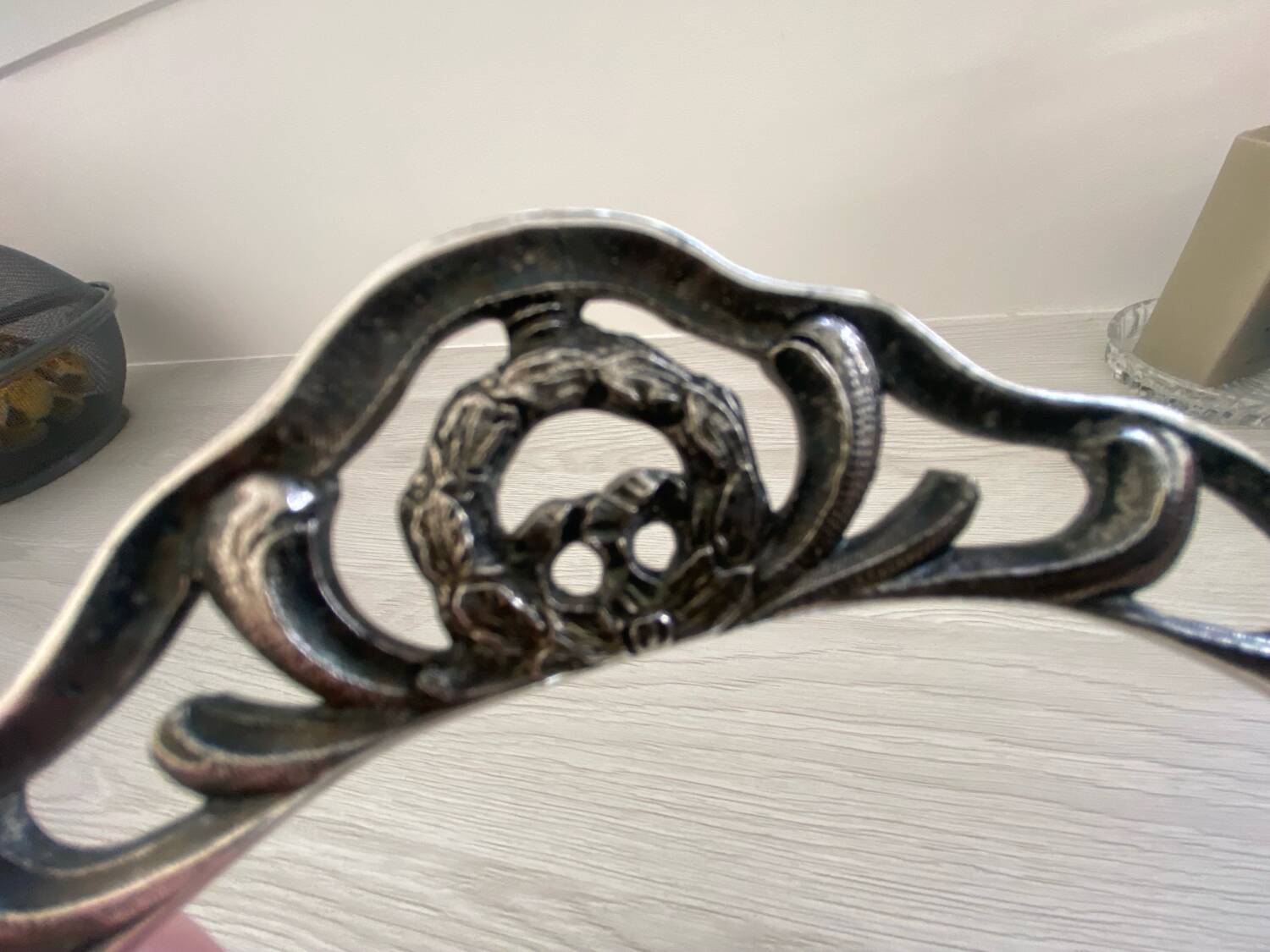 Silver-plated metal basket with Phenix silver hallmarks