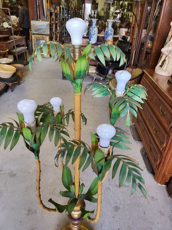 Metal and bamboo floor lamp of the 1960