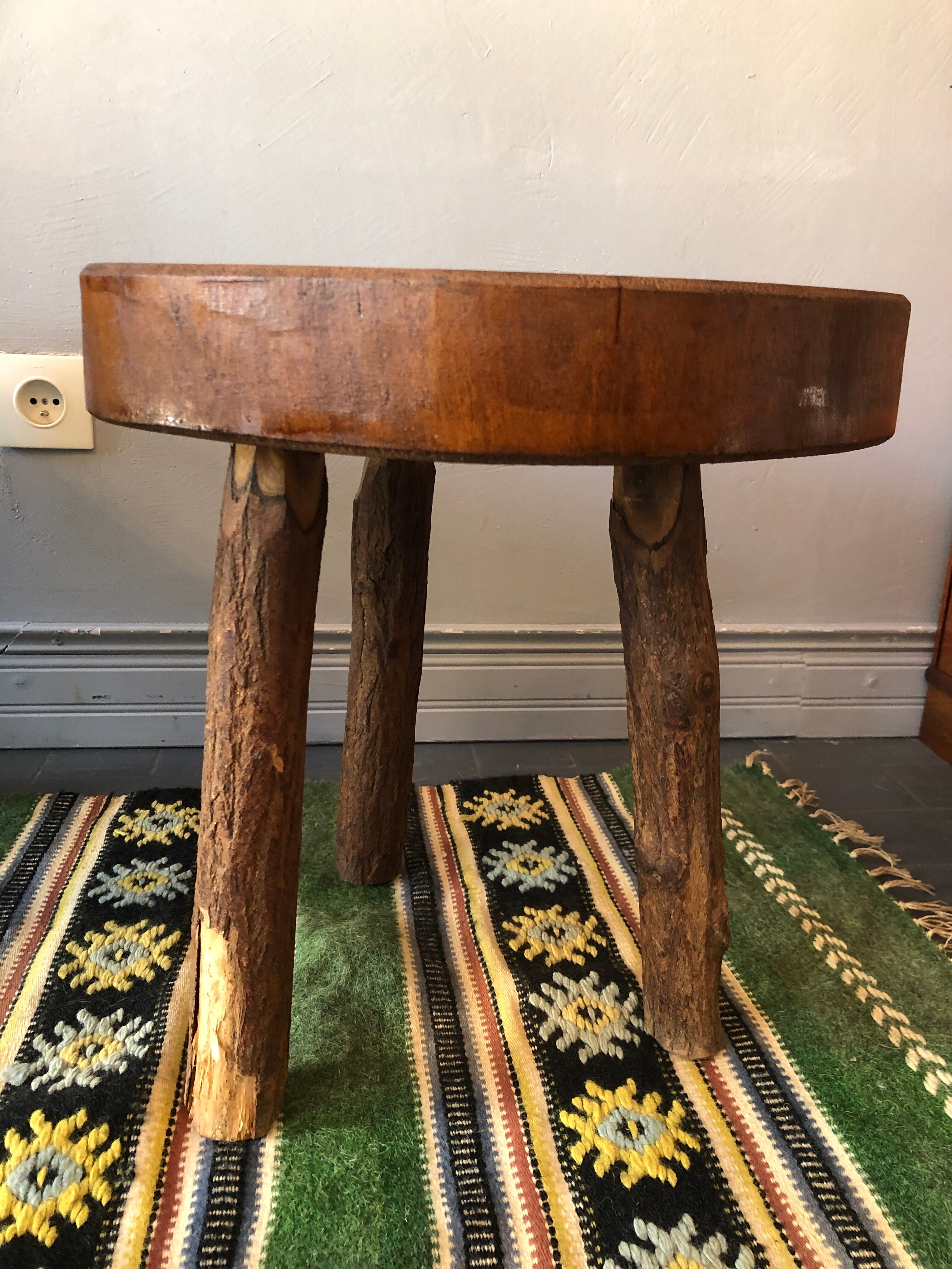 Brutalist oak side table