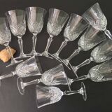 12 large cut crystal wine glasses