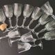 12 large cut crystal wine glasses