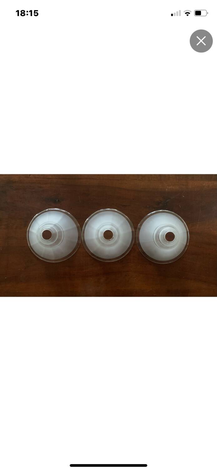 Three glass lampshades