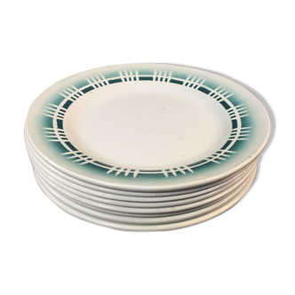 Lot de 8 anciennes assiettes en céramique de Digoin made in France