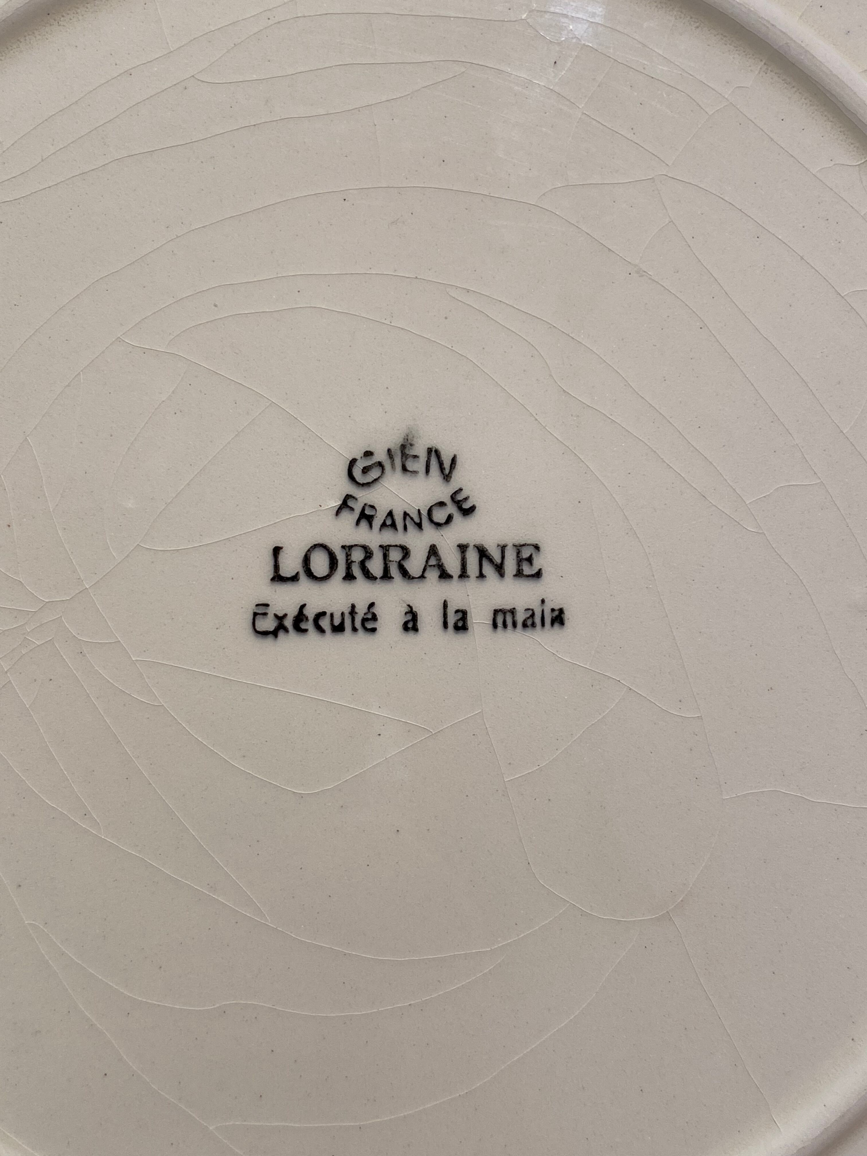 Pie tray with pie shovel in Gien earthenware, Lorraine décor