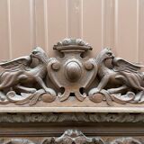Renaissance style castle hunting mirror Louis XIII carved oak 1880