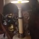 Lampe vintage des années 50 tôle, plexi et bois