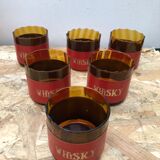 Old Service Whisky Carafe + Bucket Ice Cubes + 6 Glasses Vintage Smoked Glass