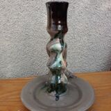 Marbled ceramic cellar rat candle holder signed