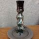 Marbled ceramic cellar rat candle holder signed