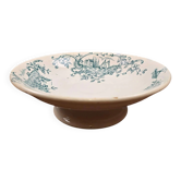 Antique compote dish Faïencerie de Lyon Marine, ironstone with blue-green decoration, 19th century.