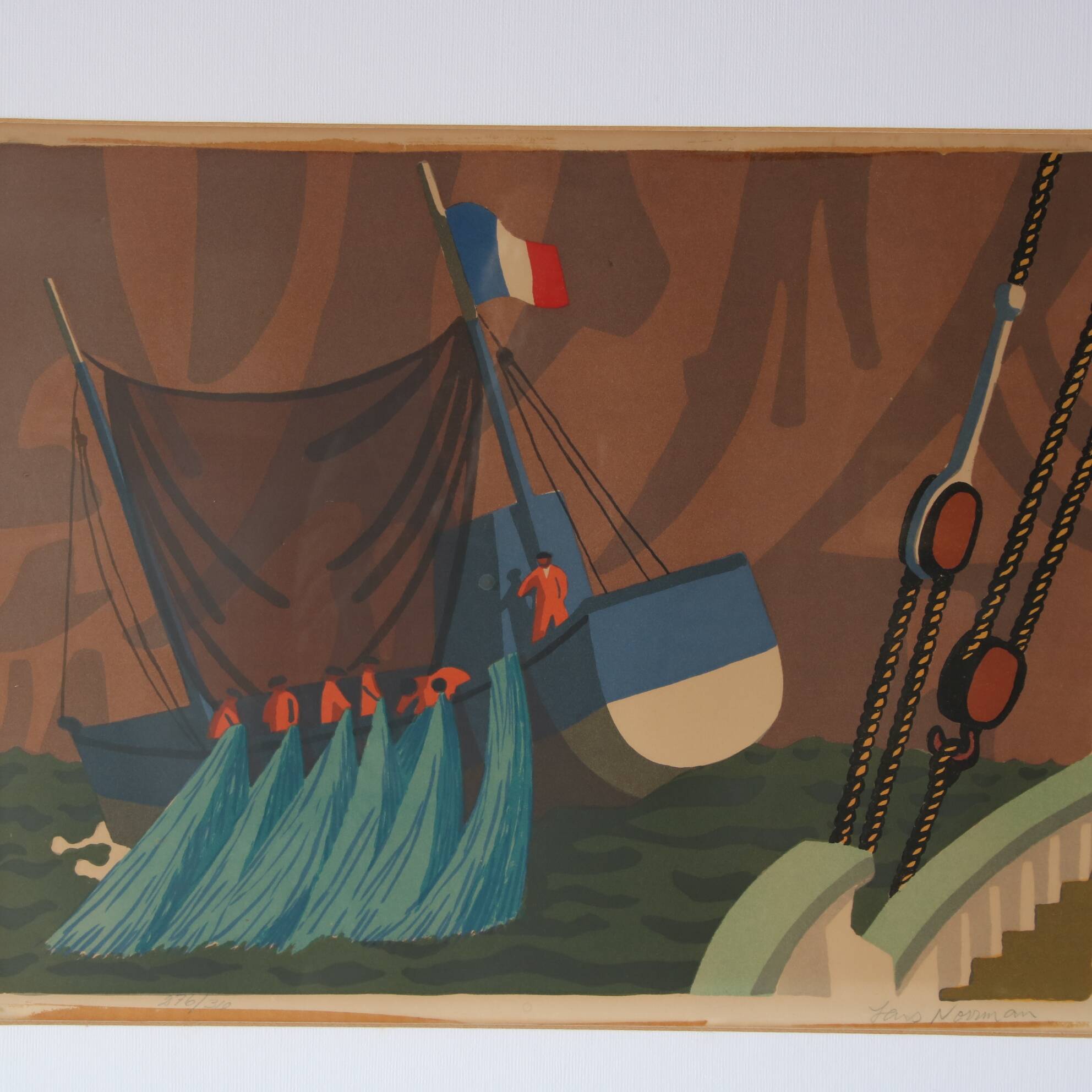 1950s Framed lithograph by Lars Norrman, Sweden