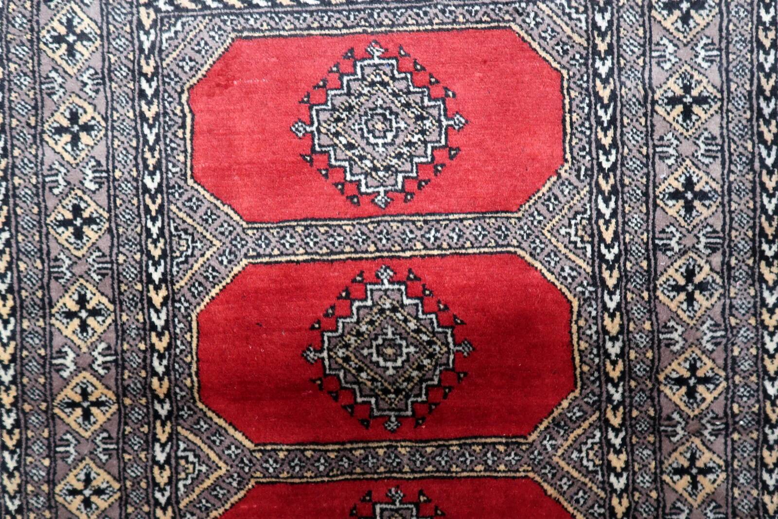Vintage Uzbek Bukhara rug 92cm x 140cm 1960s